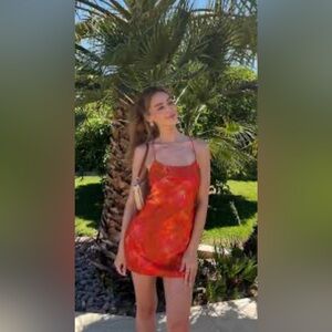 My Michelle Orange and Red Floral Mini Dress